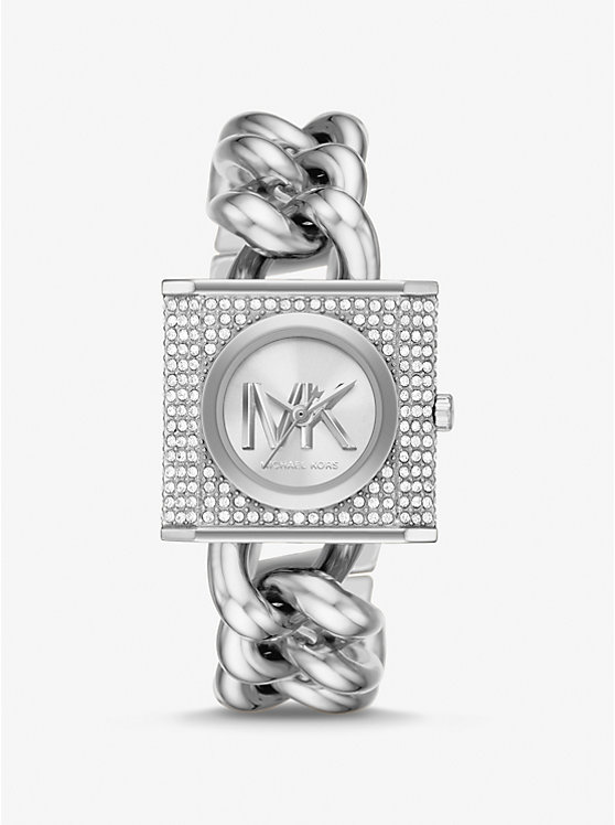 Mini Lock Pavé Silver-Tone Chain Watch | Michael Kors MK4718