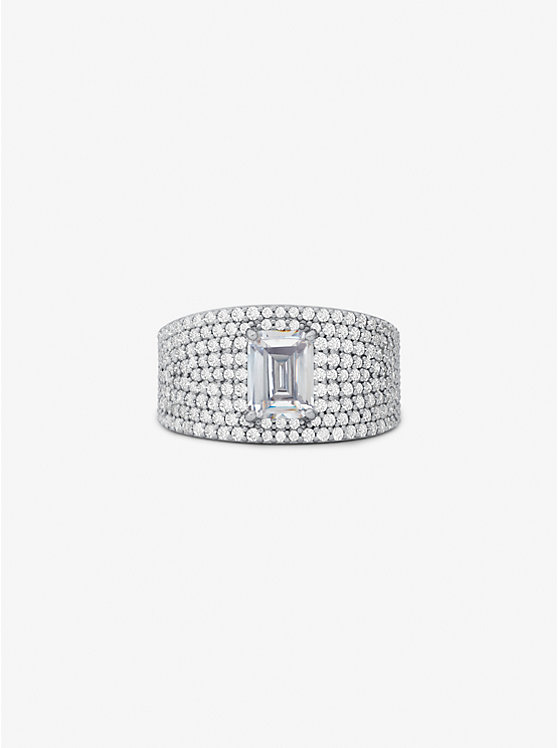 Precious Metal-Plated Sterling Silver Pavé Signet Ring | Michael Kors MKC1666CZ